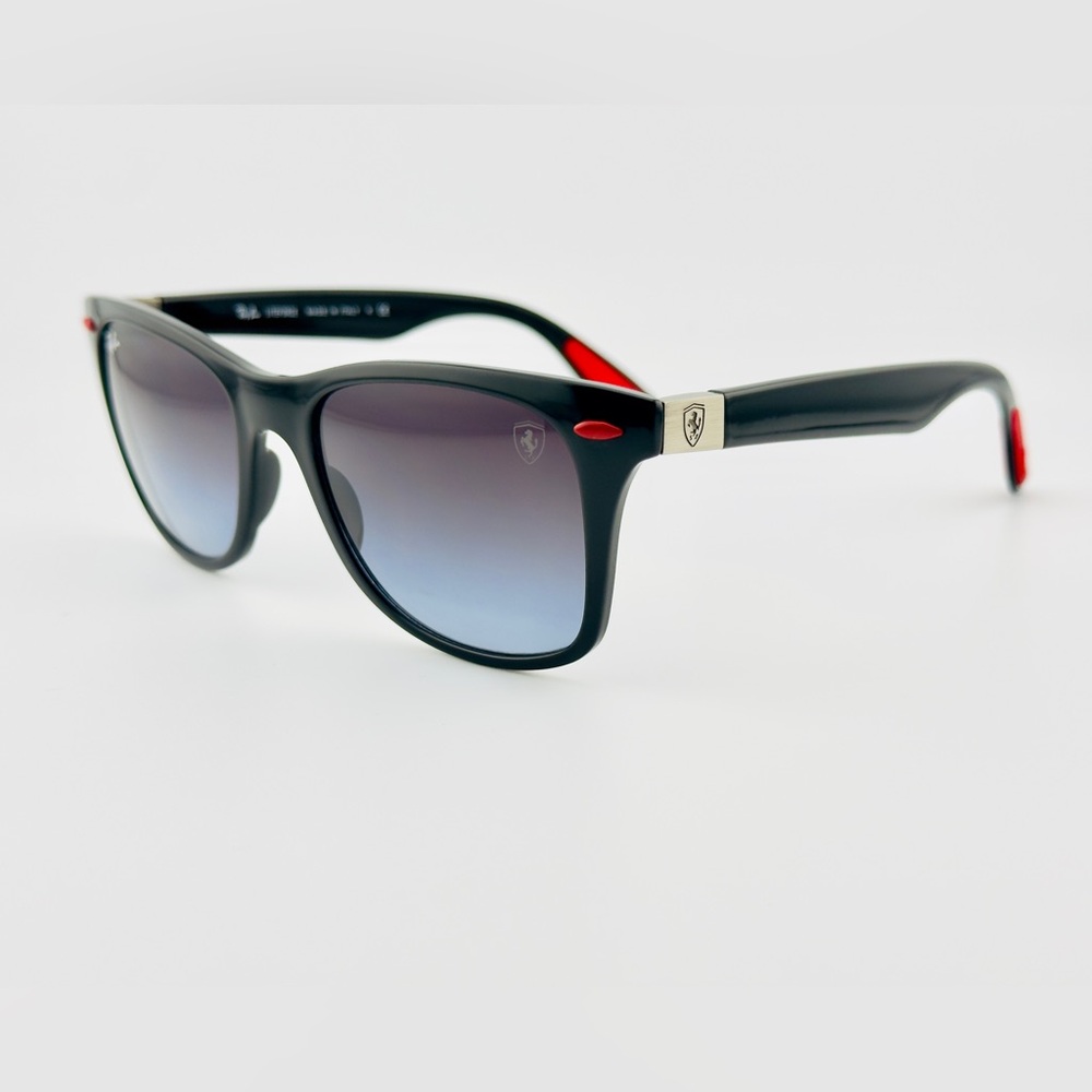 Ray-Ban Scuderia Ferrari Sunglasses RB4195M Polished Black Frame Gray Lenses - Picture 7 of 14